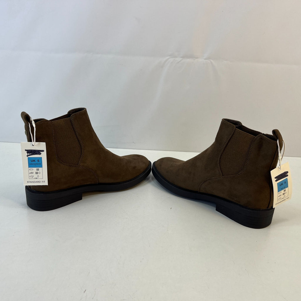 M&S Women’s Vegan Faux Suede Almond Toe Ankle Chelsea Boots Brown UK 5 EU 38