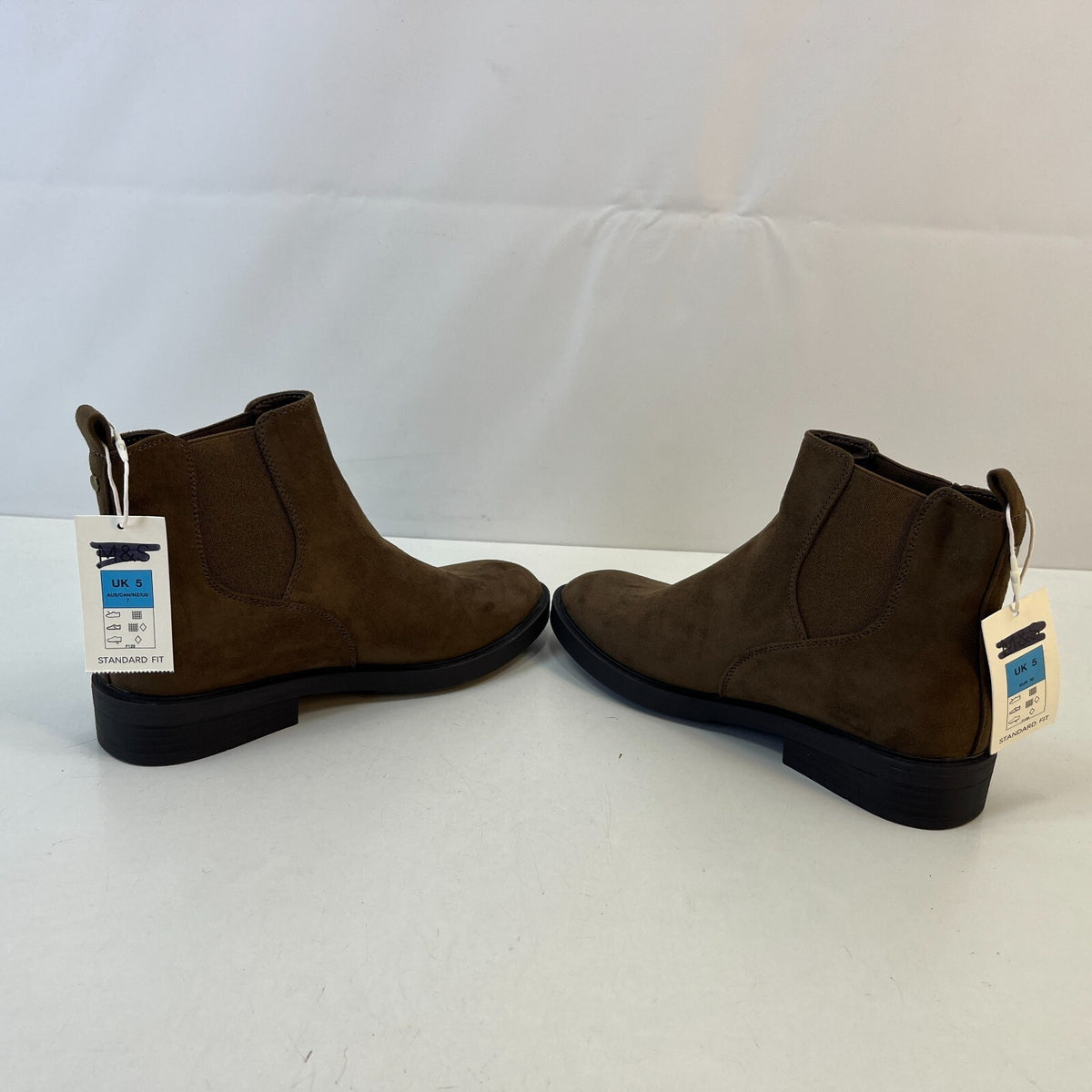 M&S Women’s Vegan Faux Suede Almond Toe Ankle Chelsea Boots Brown UK 5 EU 38