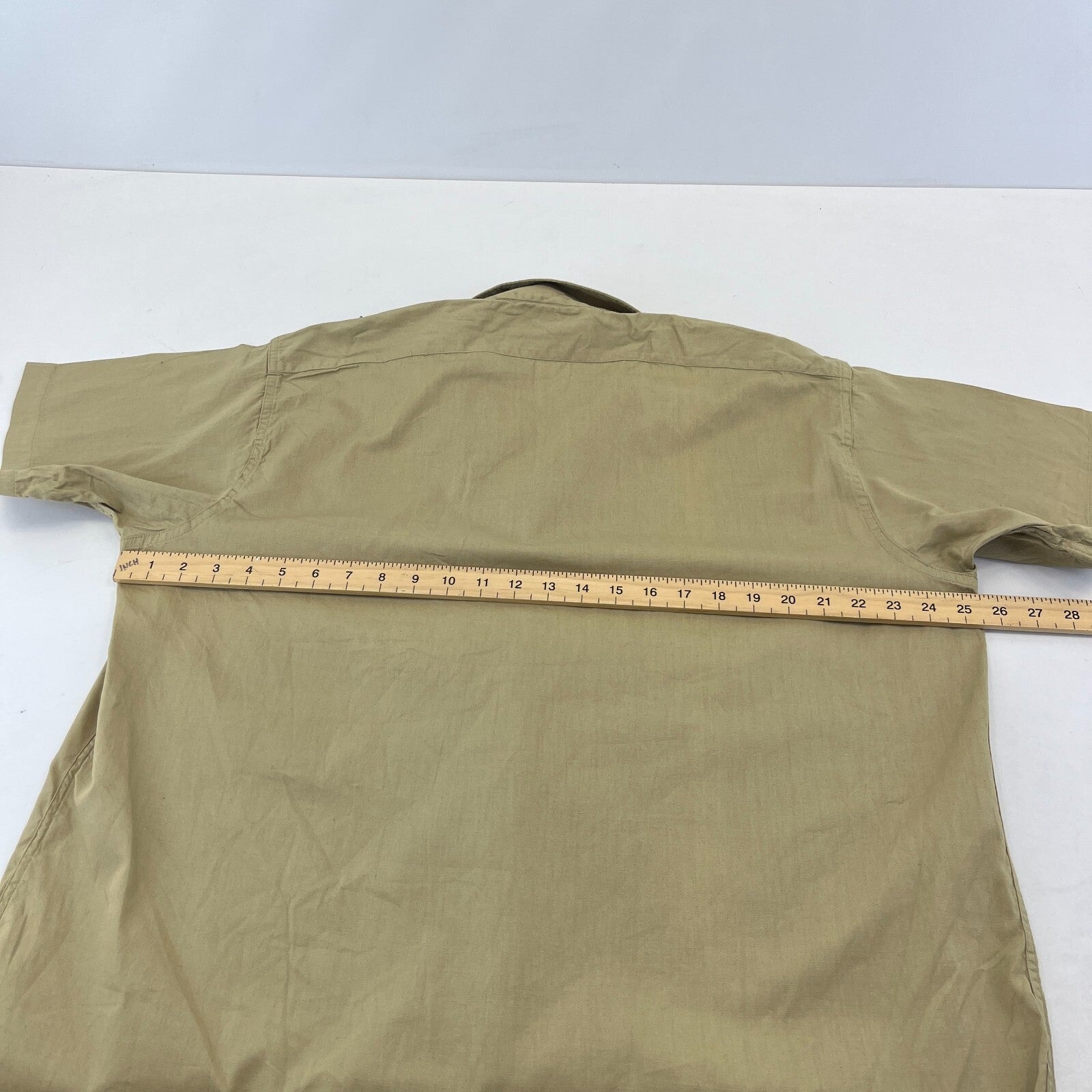 Vintage Elbeco Reeves Khaki Sanforized Poplin Workwear Shirt US Military XL