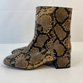 M&S Ladies Vegan Faux Snakeskin Square Toe Ankle Chelsea Boots Brown UK 6 EU39.5