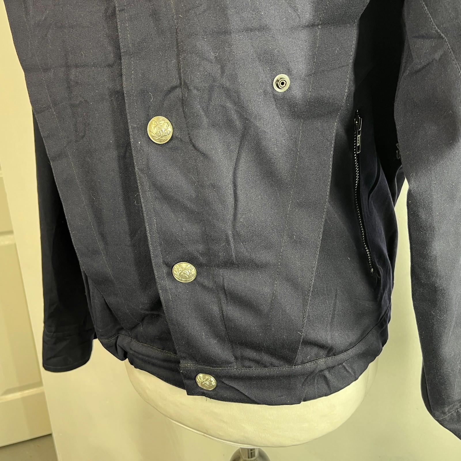 Vintage French Military Dress Uniform Bomber Jacket Navy Blue size T96/100M