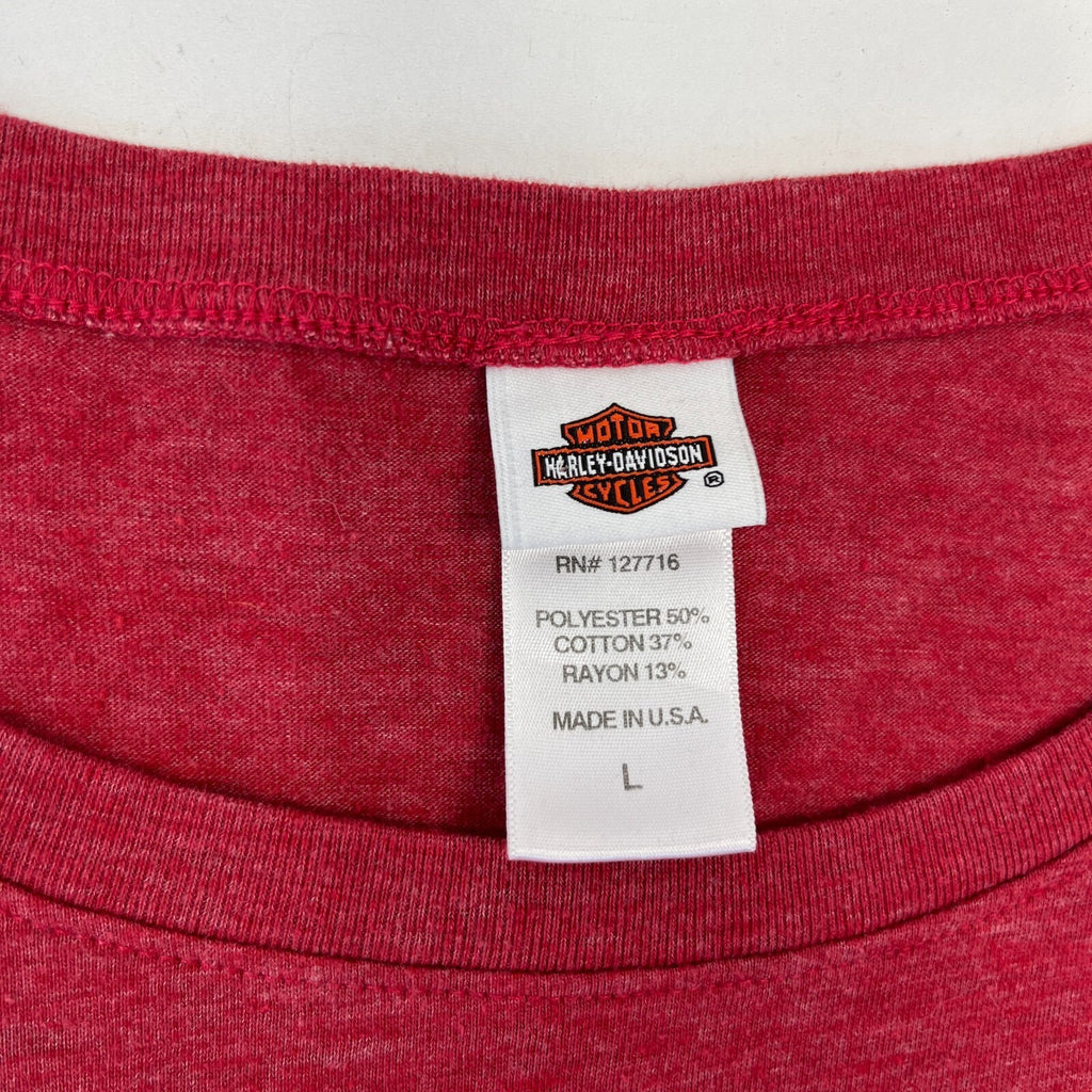 Harley Davidson Vintage Women's T-Shirt 1990’s Red with Spellout size Large