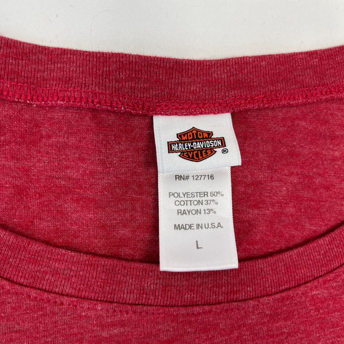 Harley Davidson Vintage Women's T-Shirt 1990’s Red with Spellout size Large