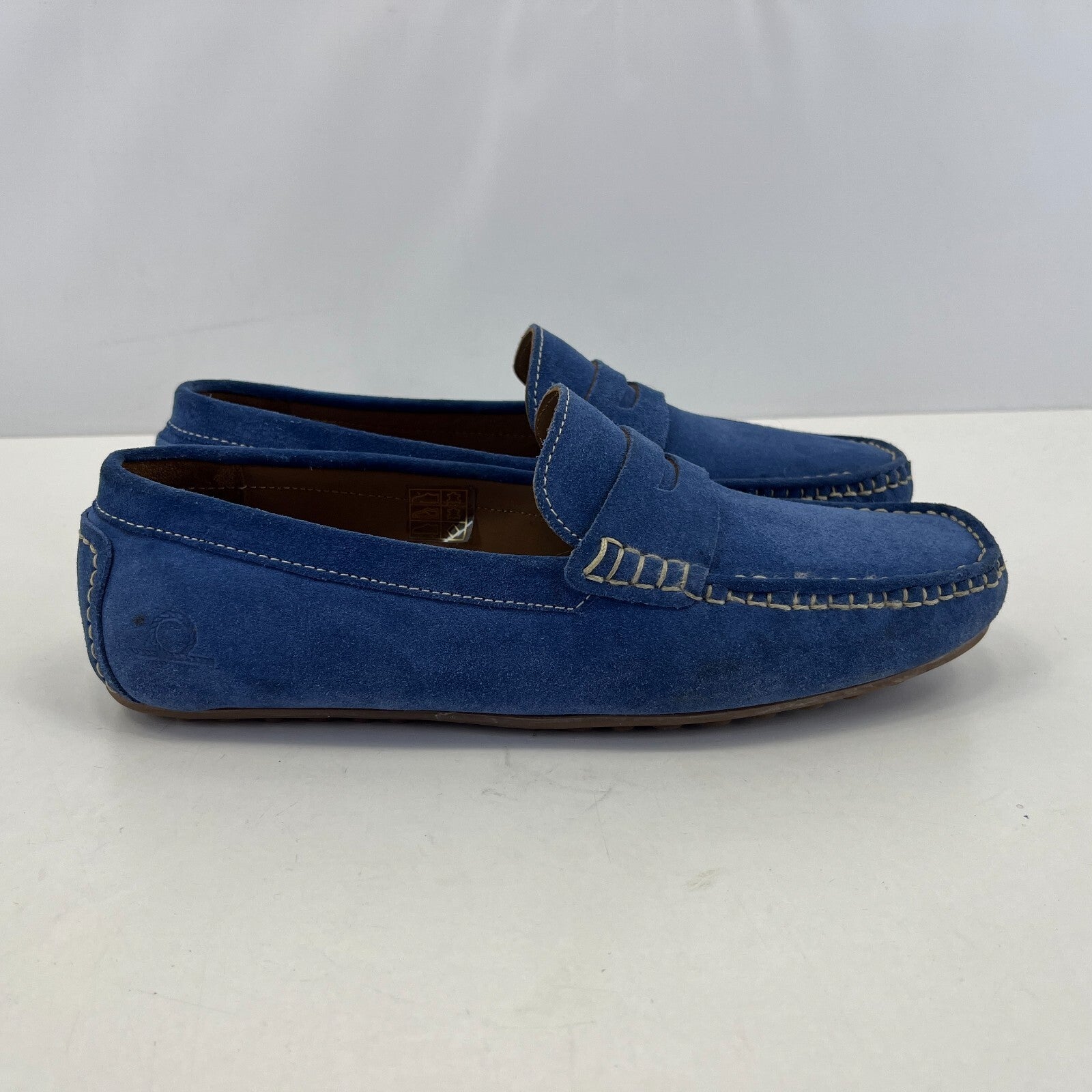Chatham Parker Shoes Men’s Suede Leather Moccasin Loafers size 8 Admiral Blue