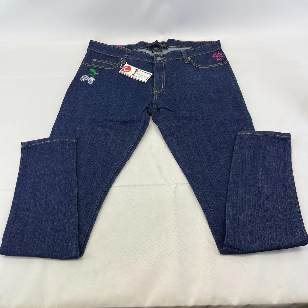 Criminal Damage Player Stretch Jeans Tapered Dark Blue 100% Cotton Denim W36 L32