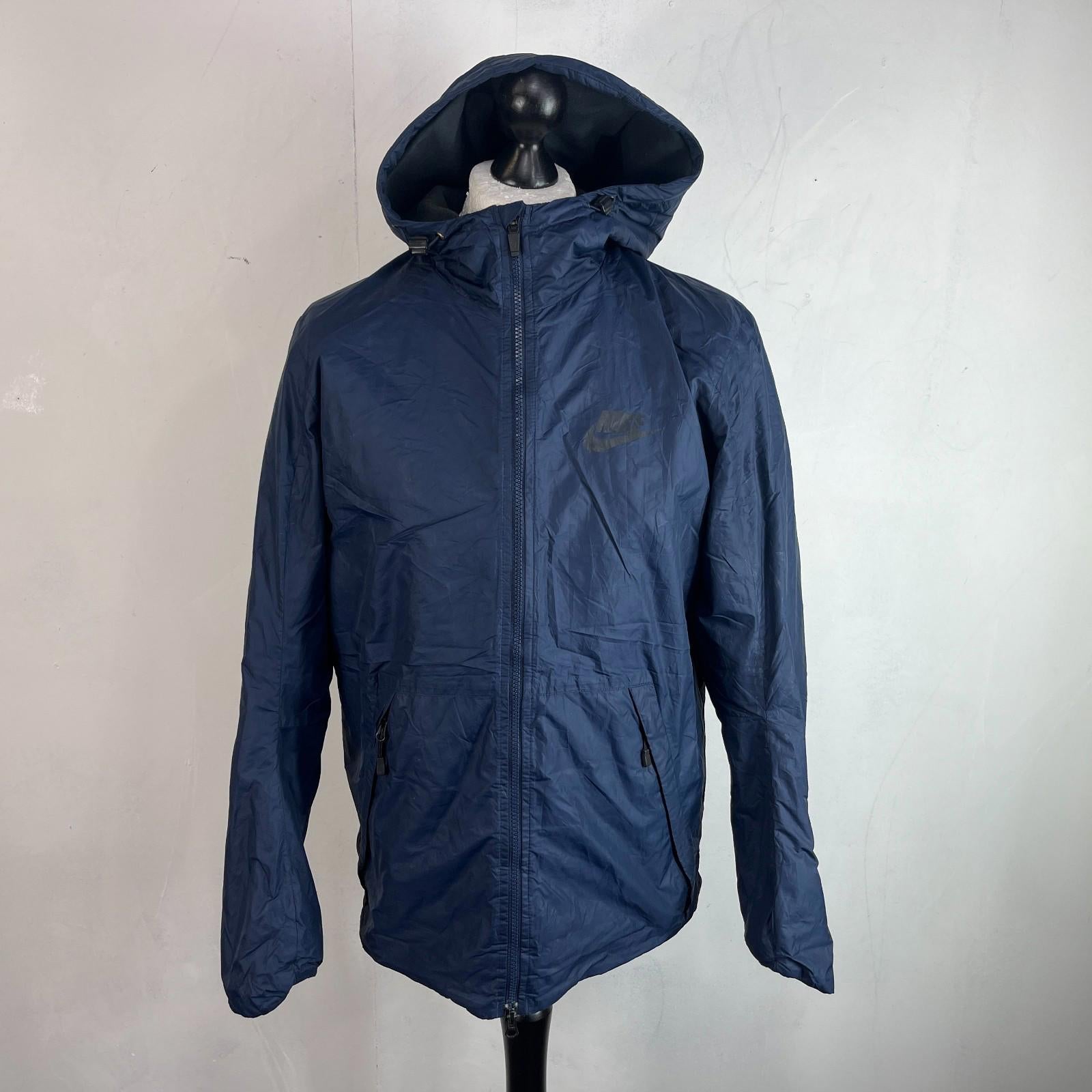 Nike Sportswear Jacket Men's size M Navy Blue Windrunner Windbreaker Hood Lined