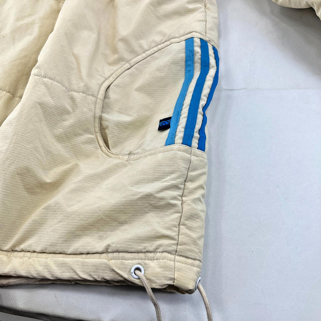 Vintage 90s Adidas Quilted Jacket Coat Y2K Rare Classic Light Yellow size L