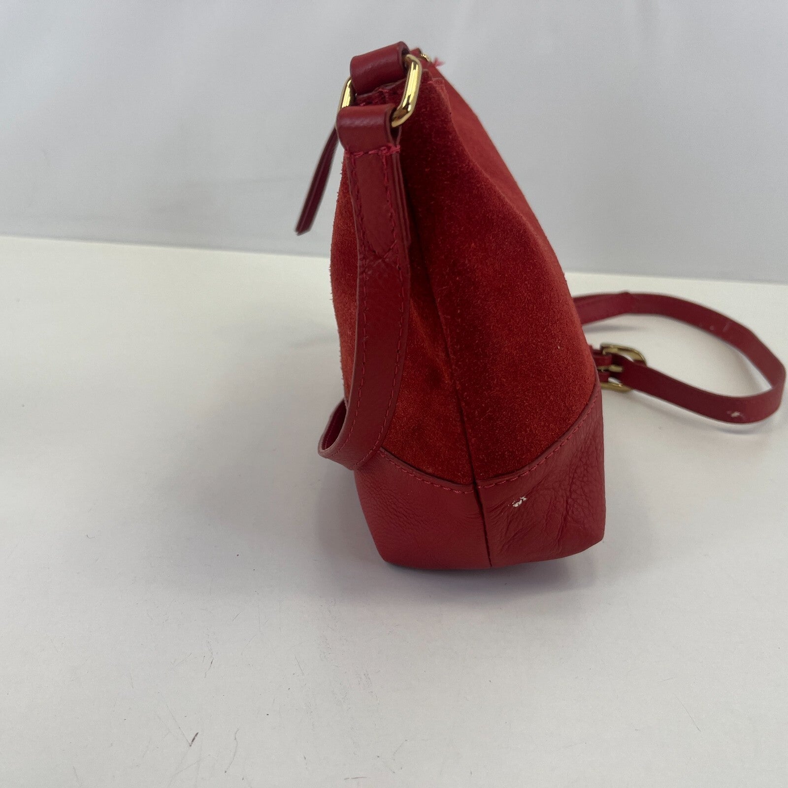 Monsoon Bright Red Suede Handbag Small Over the Shoulder Bag