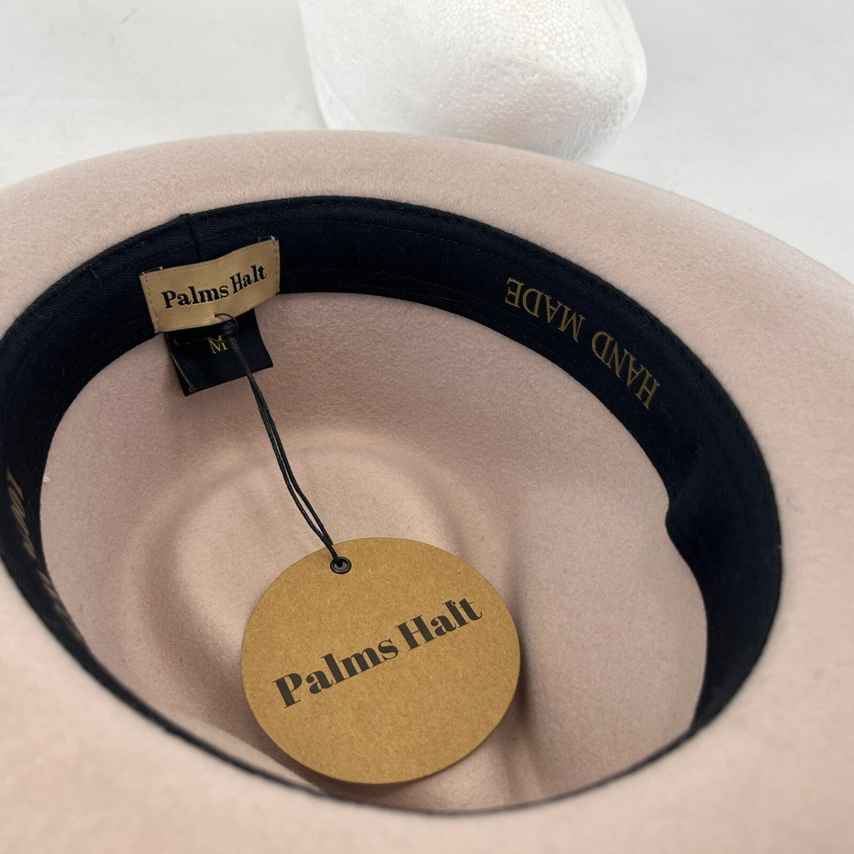 Palms Halt 100% Wool Handmade Textured Fedora Hat in Beige size M 56