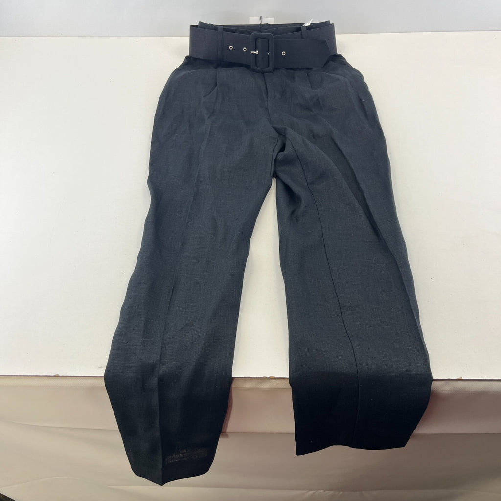 Zara Women's Linen Trousers in Black High Waist Smart Casual size XS