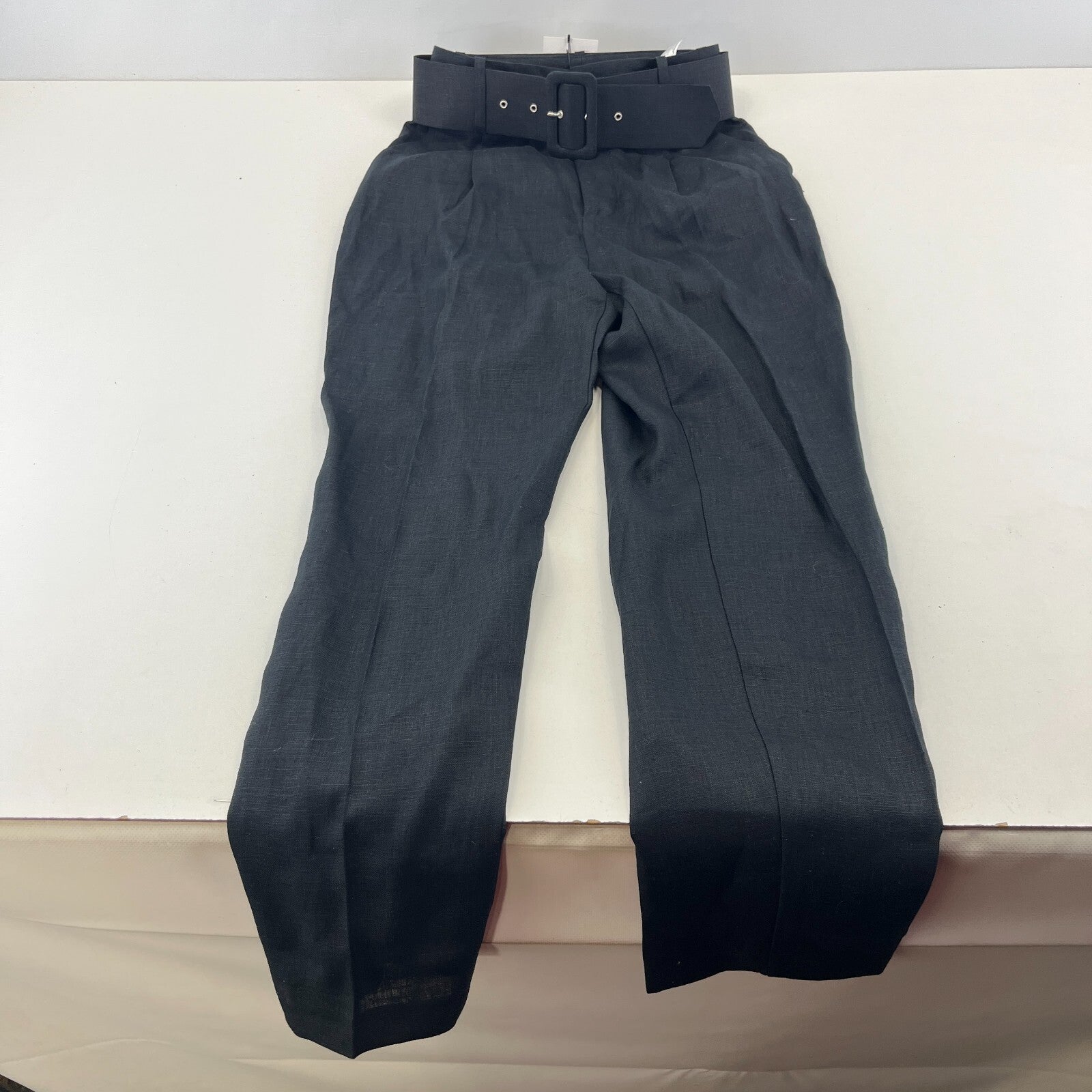Zara Women's Linen Trousers in Black High Waist Smart Casual size XS