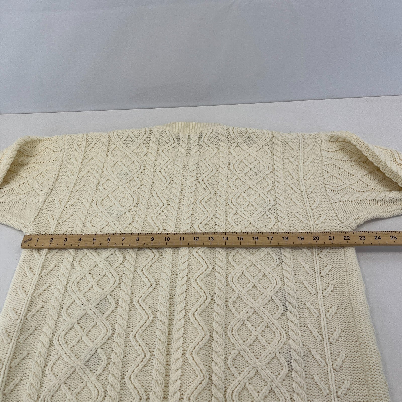 Avant Garde Cream & Floral Pattern Cardigan Cable Knit size XL - See Details