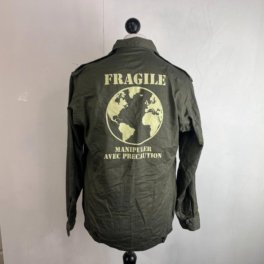 Custom Fragile Earth Print French Military Army Combat Jacket Green size 104L