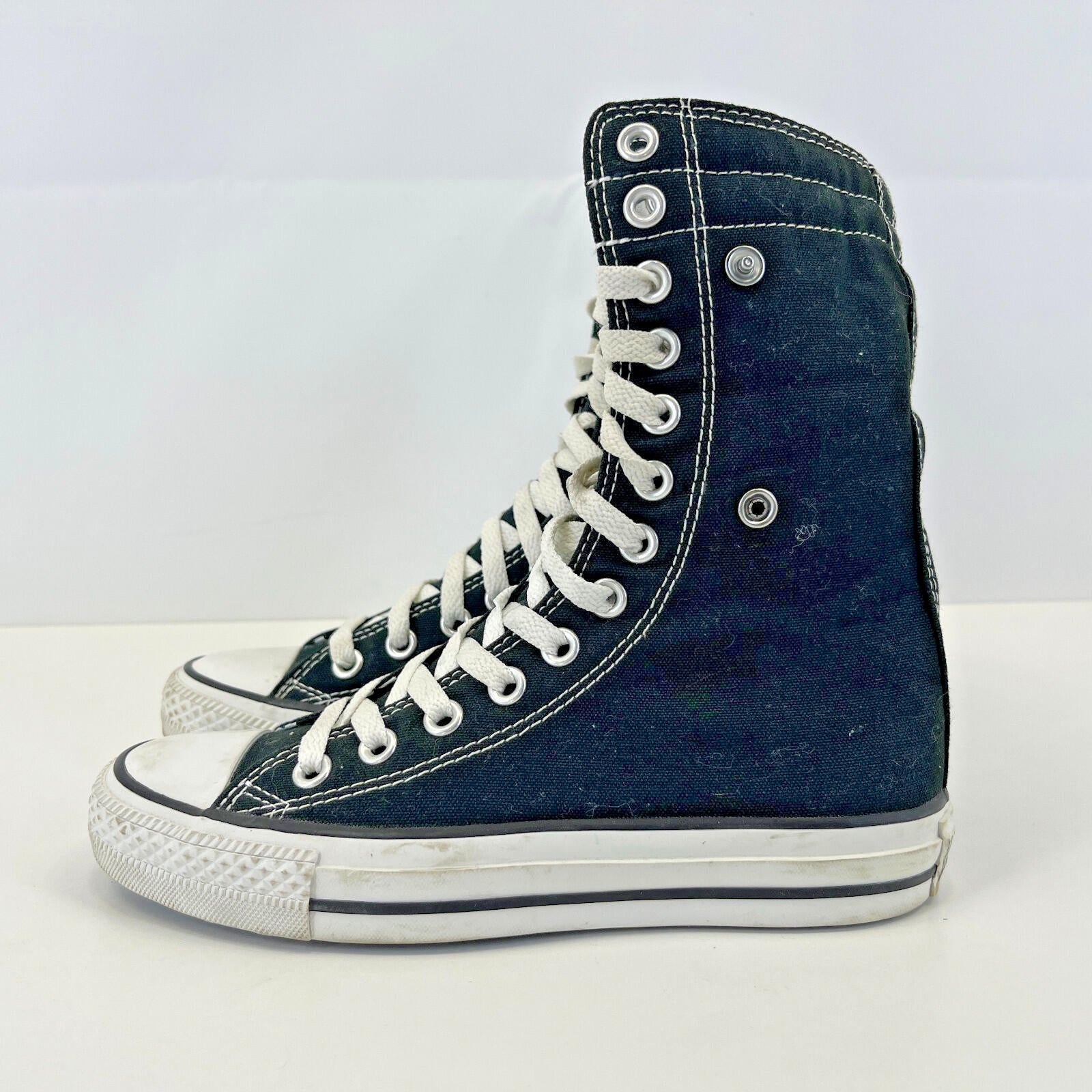 Converse X High Roll Top Trainers Black with White Stars size UK 4 EU 36.5