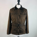 Crane Womens Waxed Cotton Jacket with Belt in Brown size Medium