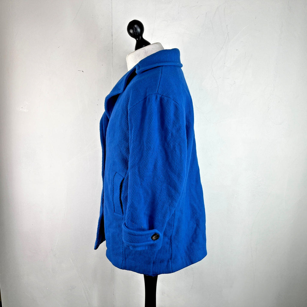 Hobbs Royal Blue Wool Blend Coat Jacket size 16 Single Button Front
