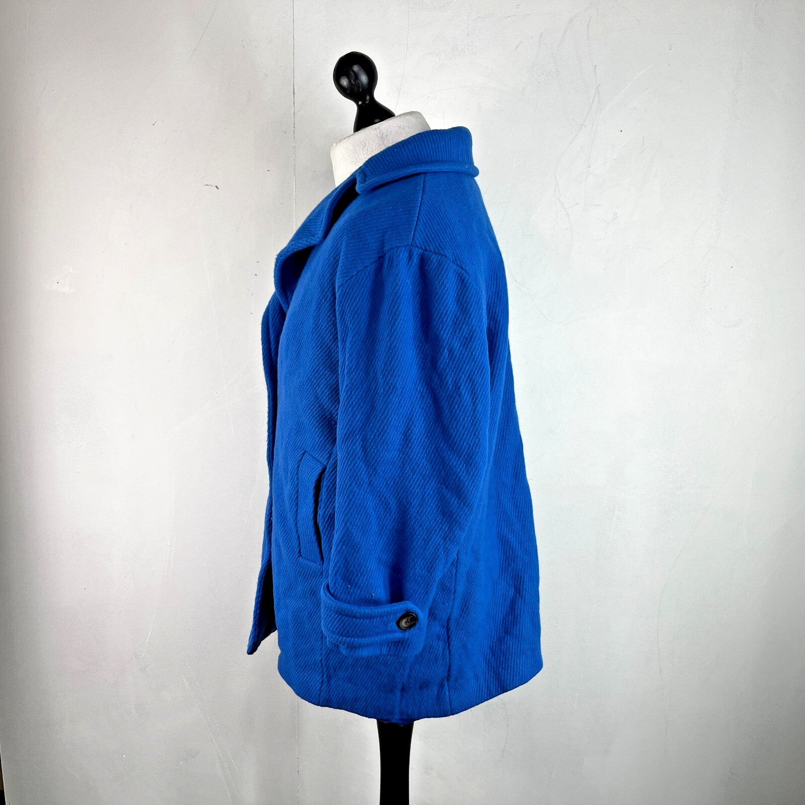 Hobbs Royal Blue Wool Blend Coat Jacket size 16 Single Button Front