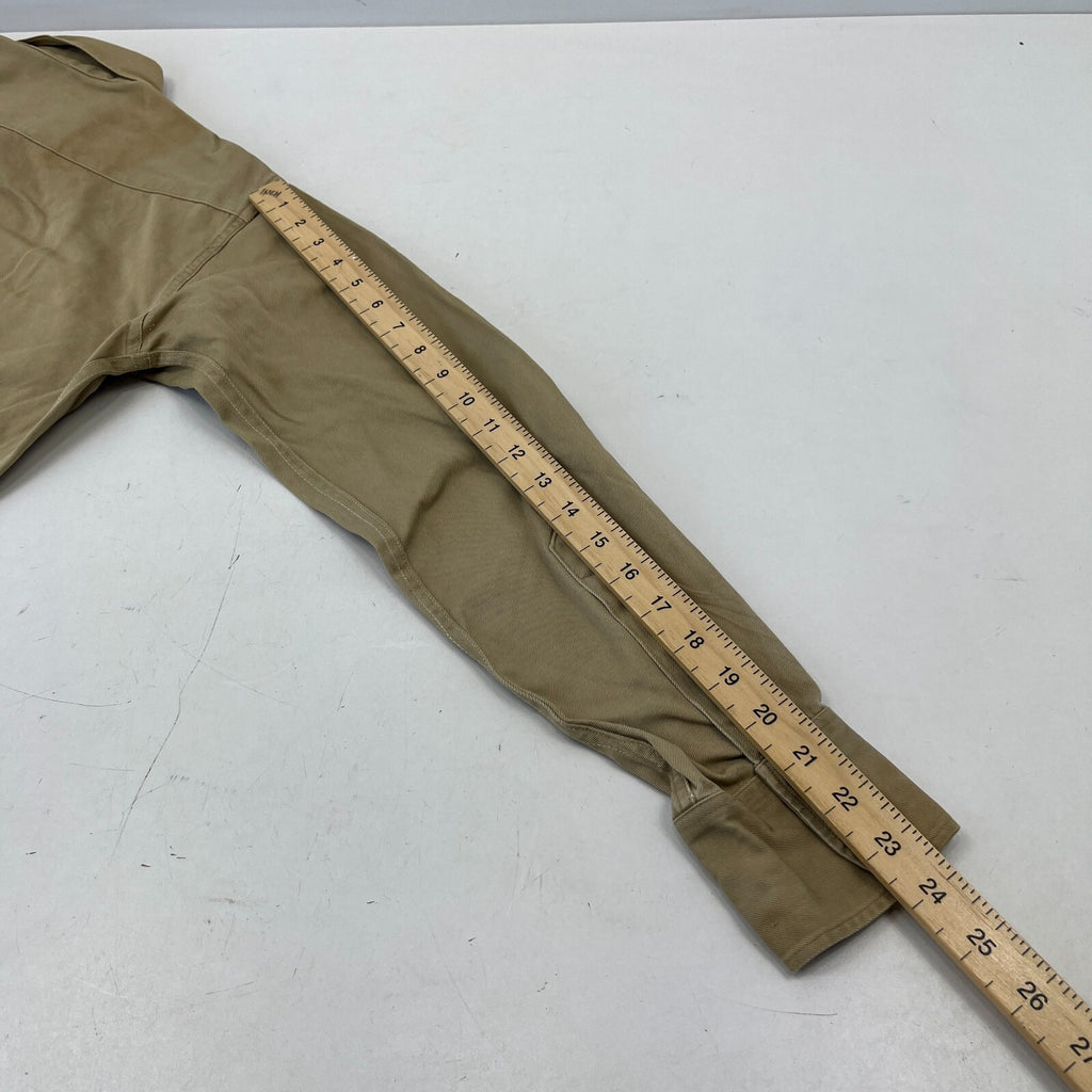 Vintage American Army Military Long Sleeve Shirt with Badges Khaki Brown size M