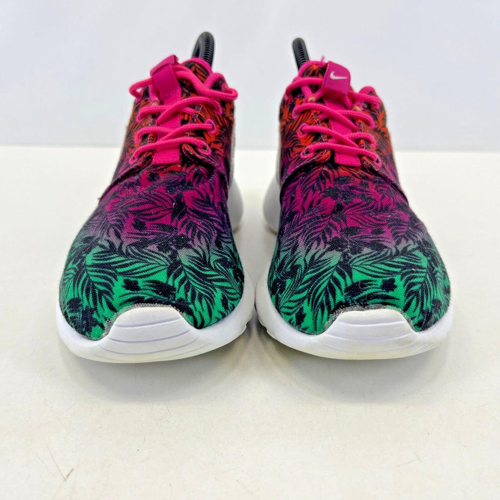 Nike Roshe Run Flyknit Trainers Pink & Green Floral size UK 4.5  EU 37.5