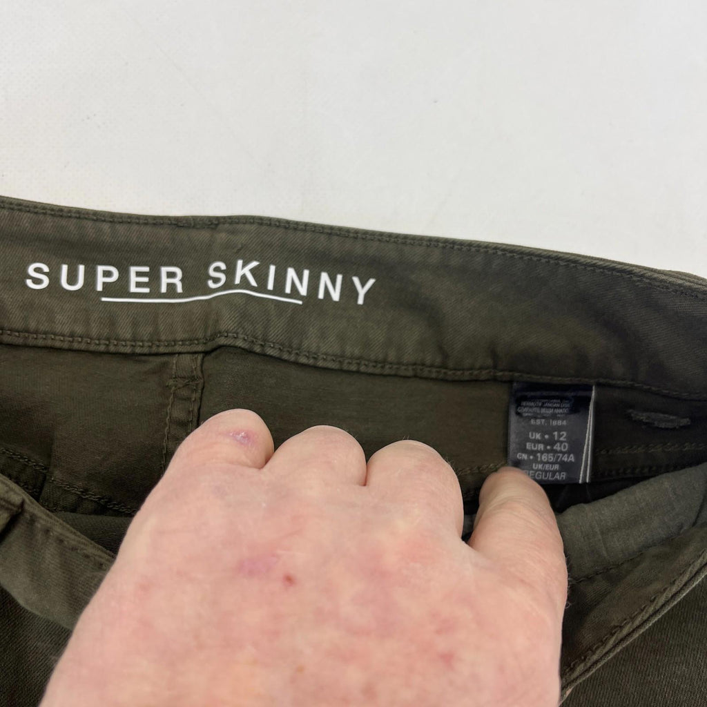 Marks & Spencer Khaki Green Super Skinny Jeans UK Women's size 12R - NWOT
