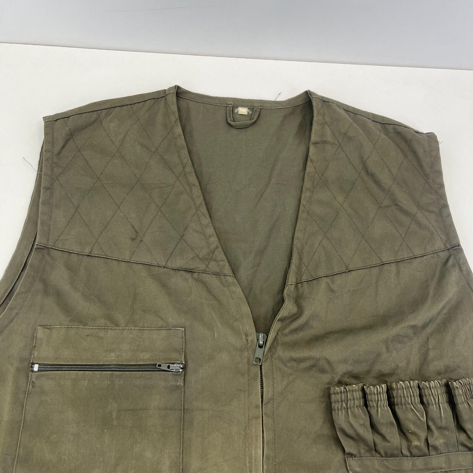 Canvas Waistcoat Gilet Shooting Vest Olive Green Fishing Gamekeeper size XL