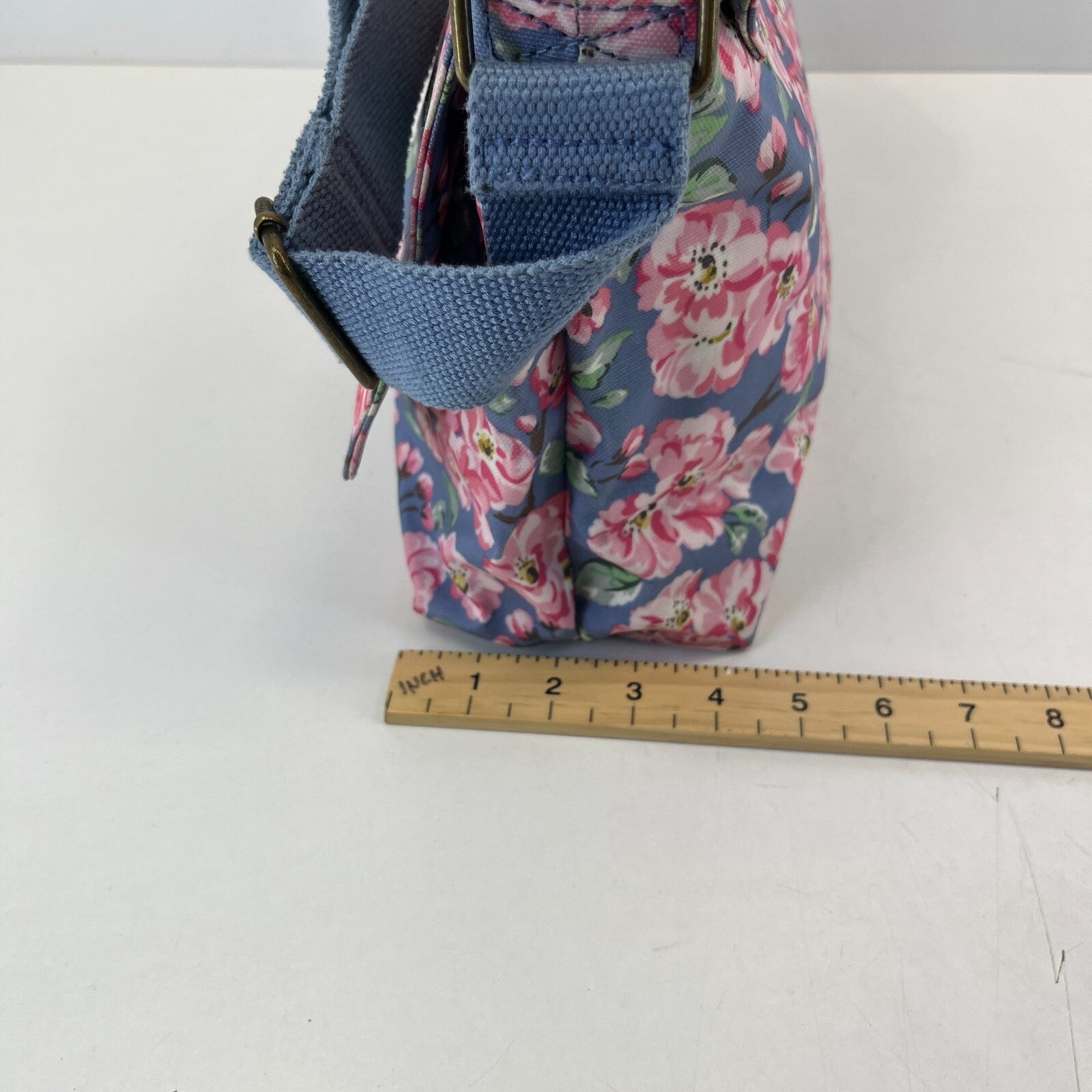 Cath Kidston Medium Crossbody Bag Shoulder Blue Pink Floral Foldover