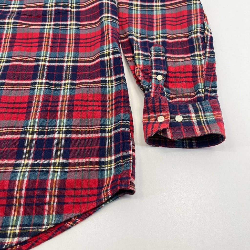Barbour Men's Red Check Flannel Shirt Button Up Long Sleeve - UK size XL