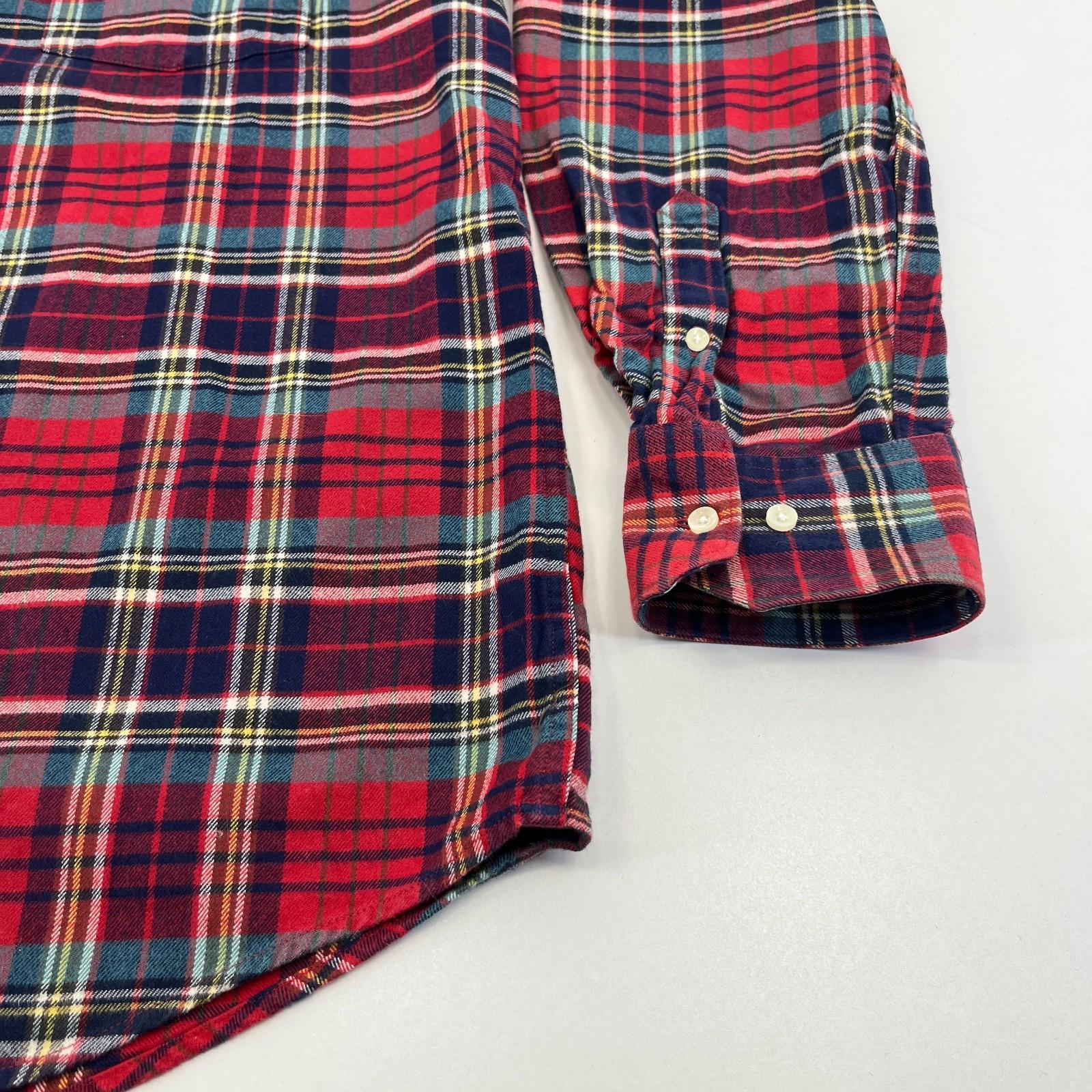 Barbour Men's Red Check Flannel Shirt Button Up Long Sleeve - UK size XL