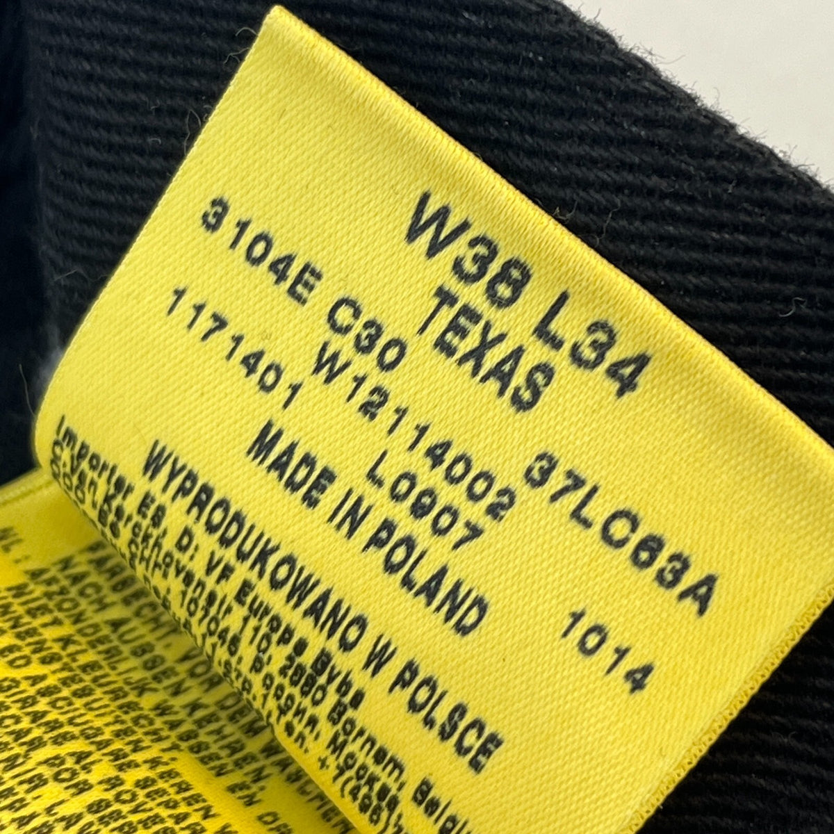 Wrangler Texas Black Denim Jeans Mens W38" L34" Straight Leg 100% Cotton - VGC