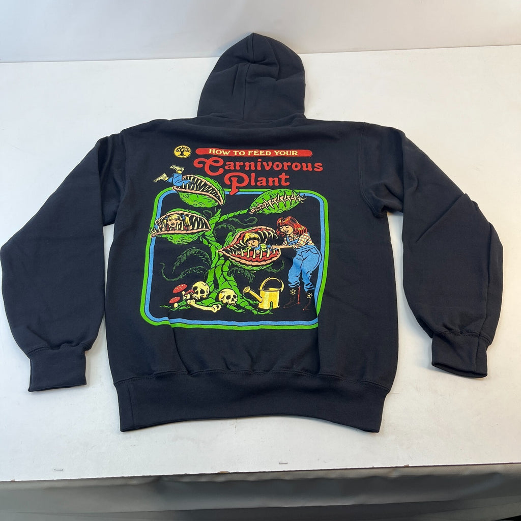 Steven Rhodes Carnivorous Plant Graphic Print Unisex Hoodie Black size Small