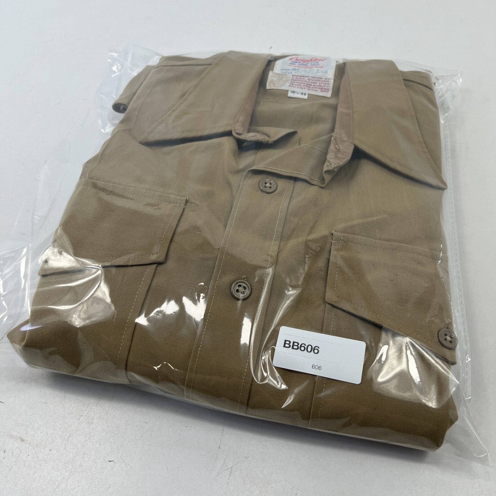 Vintage American Marines Military Long Sleeve Cotton Shirt Khaki Brown size XL
