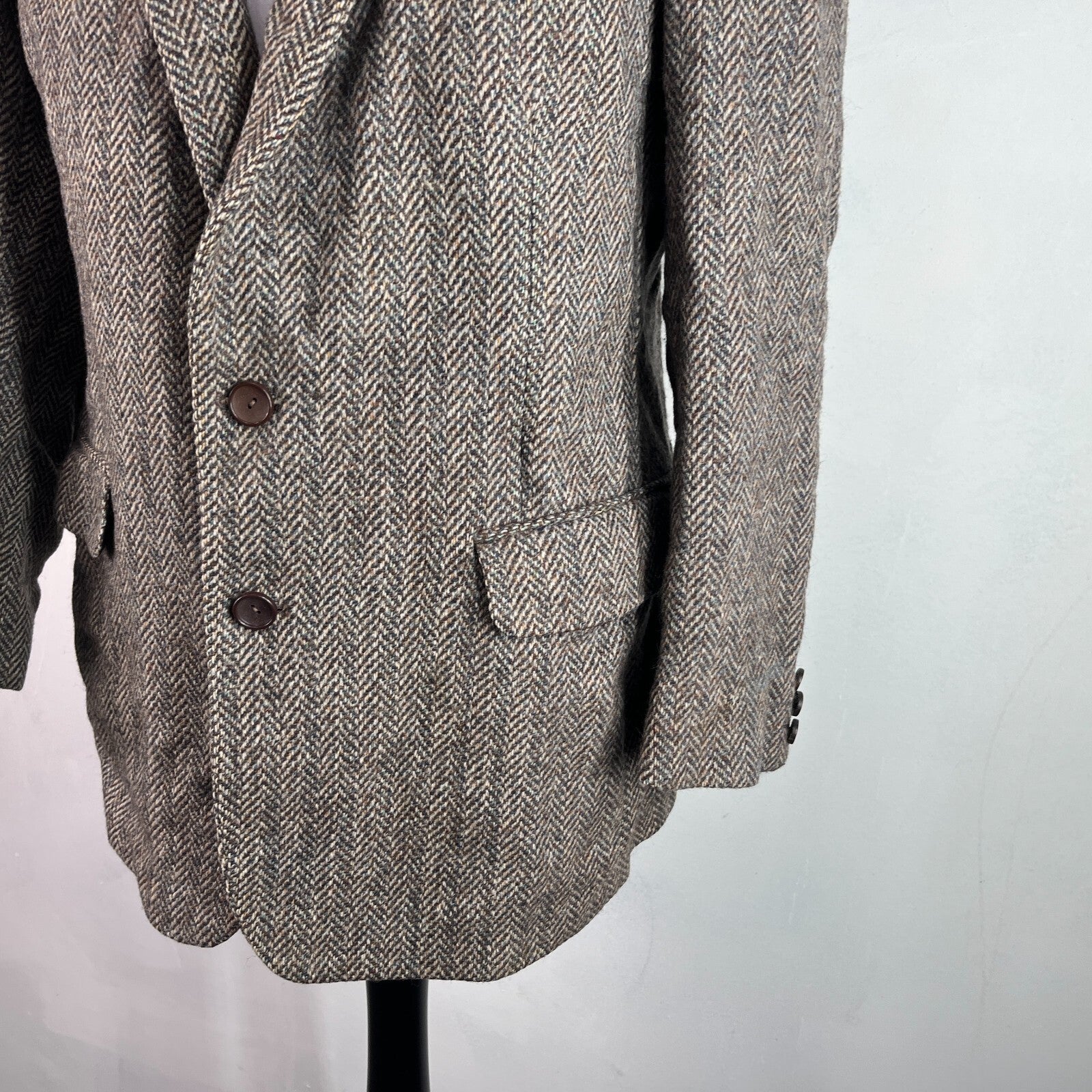 Crombie Men's Brown Herringbone Pure Wool Blazer size Medium