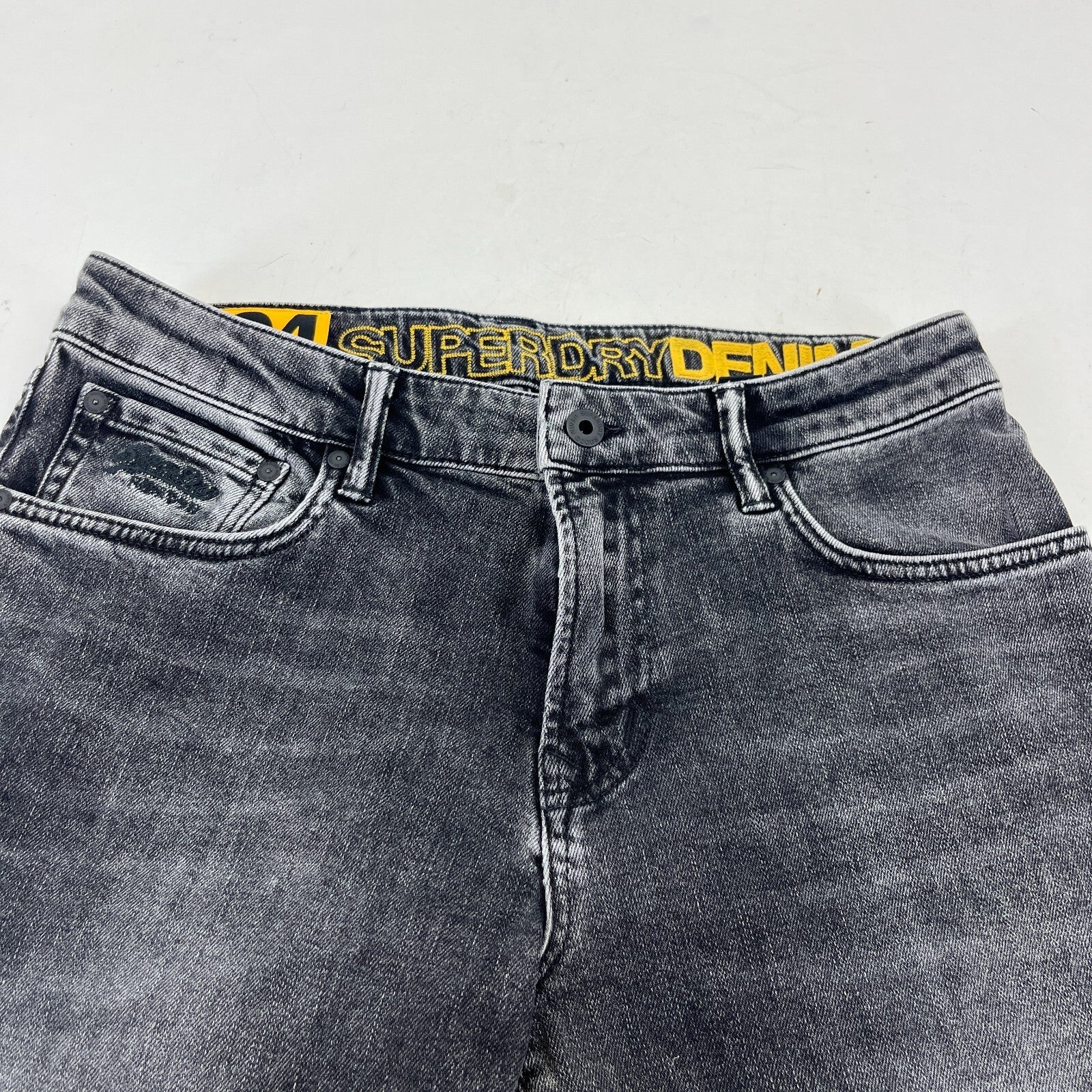 Mens SuperDry 04 Daman Straight Stretch Black Jeans W31" L31"