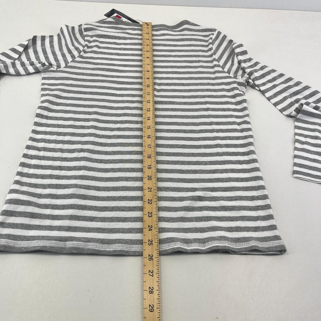 M&S Collection Crew Neck Pullover Top Grey & White Striped Long Sleeve size 18