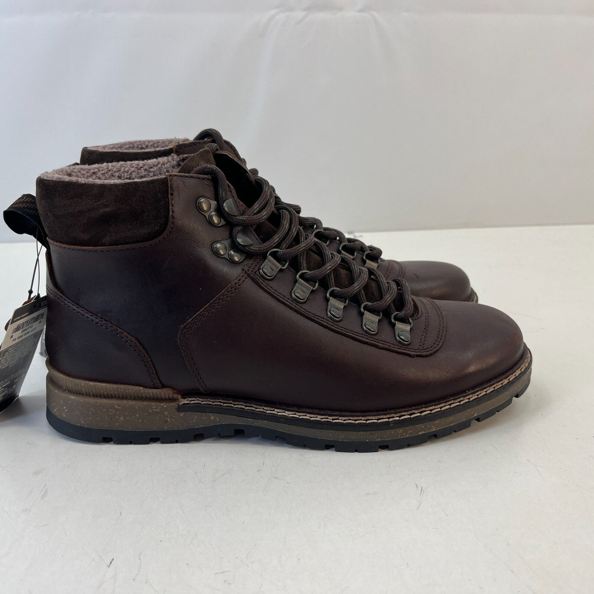M&S Men's Leather Hiking Ankle Boots Dark Brown Waterproof Shock Resilient UK 7