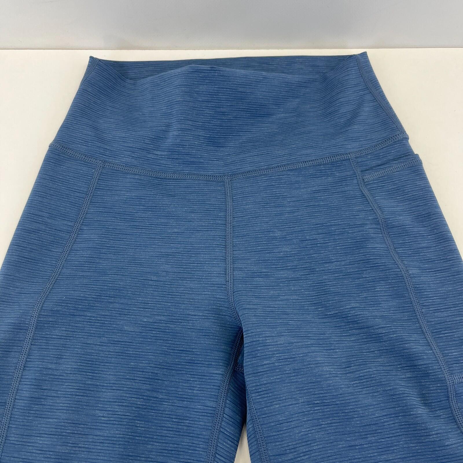 Sweaty Betty Super Sculpt Full Yoga Leggings Blue Micro Cord Print + Pocket UK S