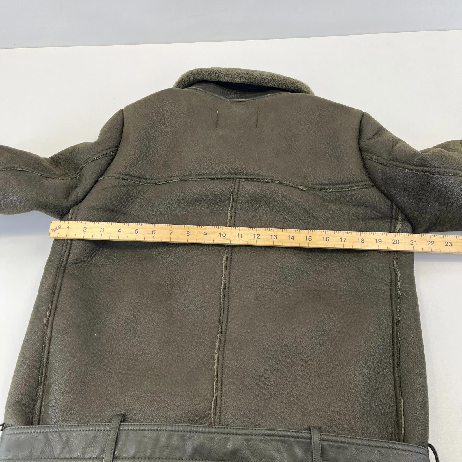 Zara Brown Faux Shearling Fur Lined Jacket Aviator Brown with Belt size Medium