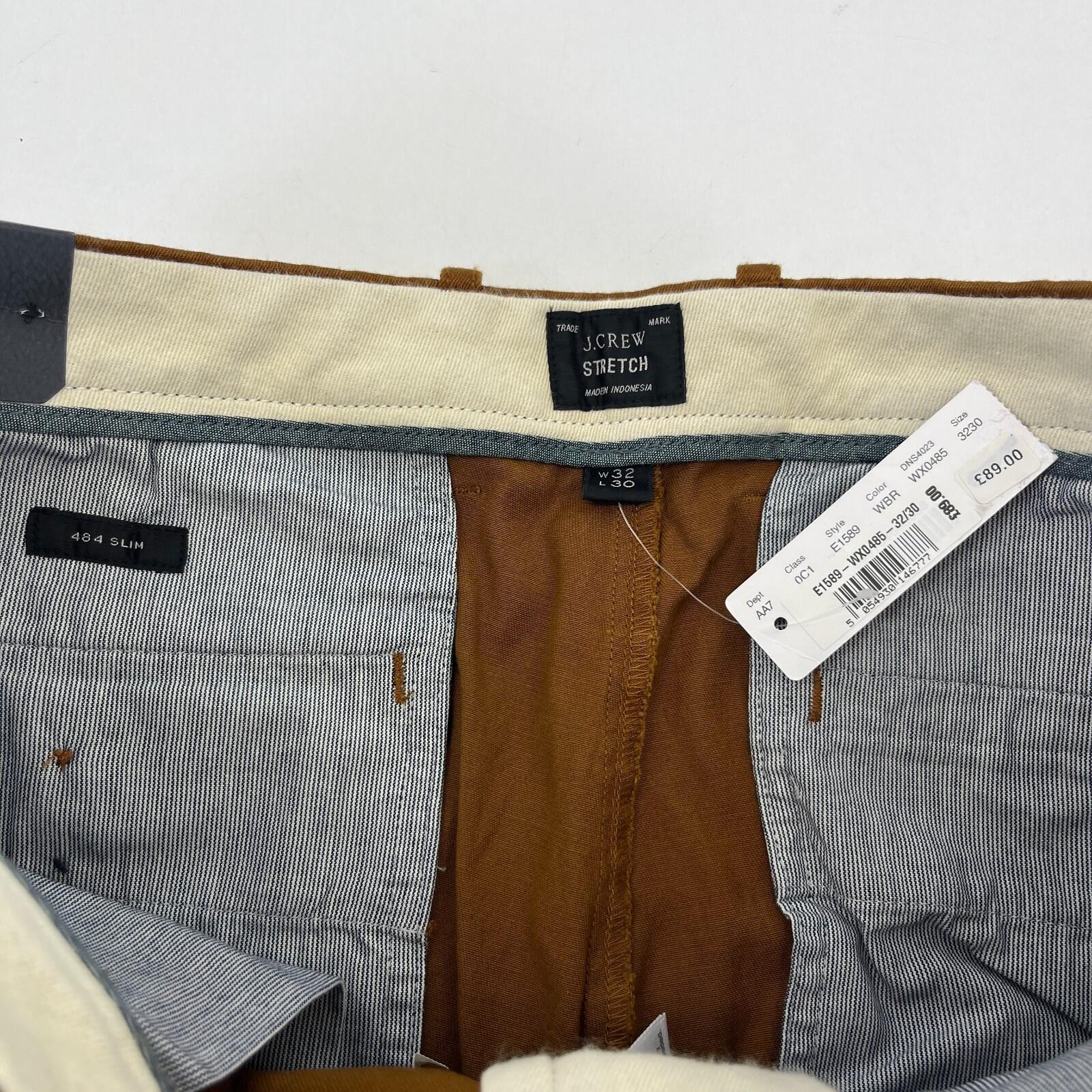 J Crew 484 Slim Fit Stretch Chino Trousers Sandy Brown W32" L30" New with Tags