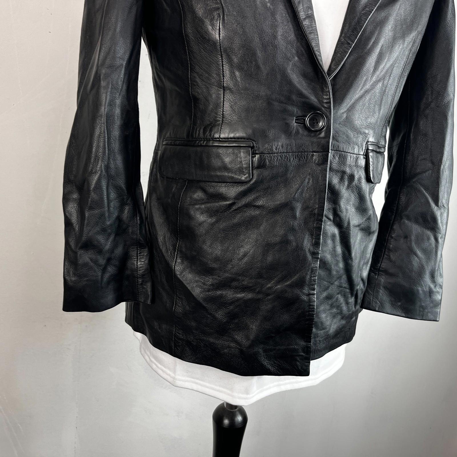 Vintage Barneys Women’s Lamb's Leather Jacket Black size 14 Biker