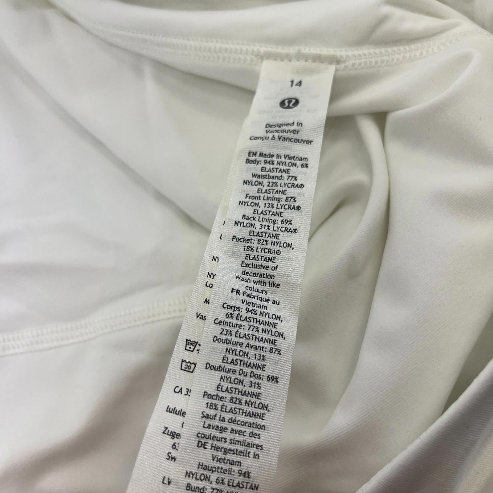 Lululemon Pace Rival MR Skirt Skort White Internal Shorts size US 14 UK 18 BNWT