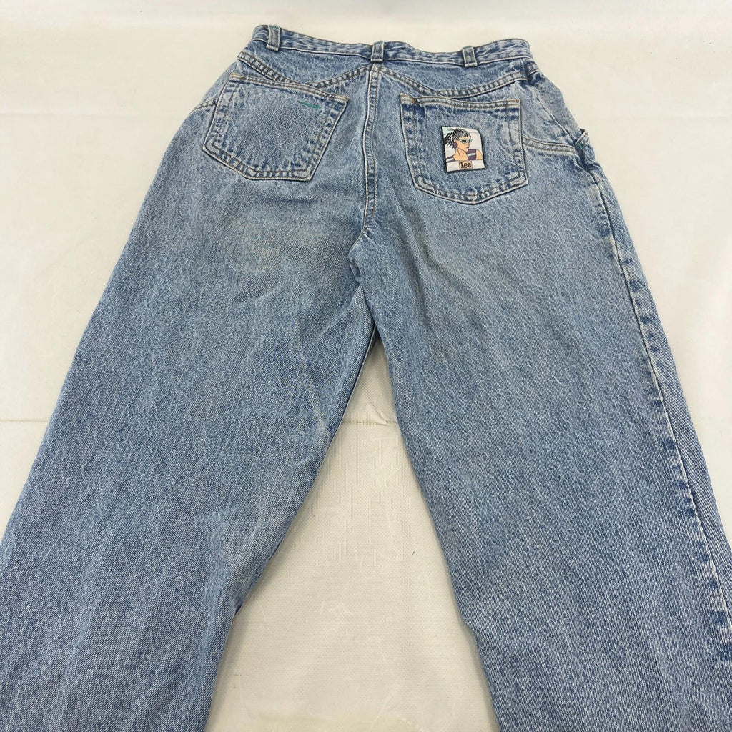 Lee Women's Mom Jeans Loose Fit Tapered Leg Blue Stonewash W30" L30"