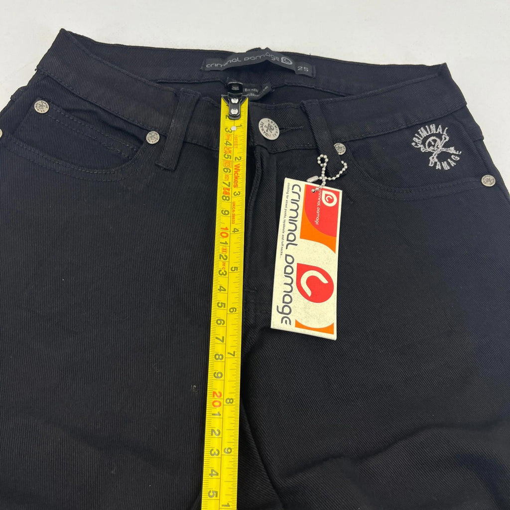 Criminal Damage Drainpipe Jeans Black W25 Skinny Fit Y2K Denim NWT Streetwear
