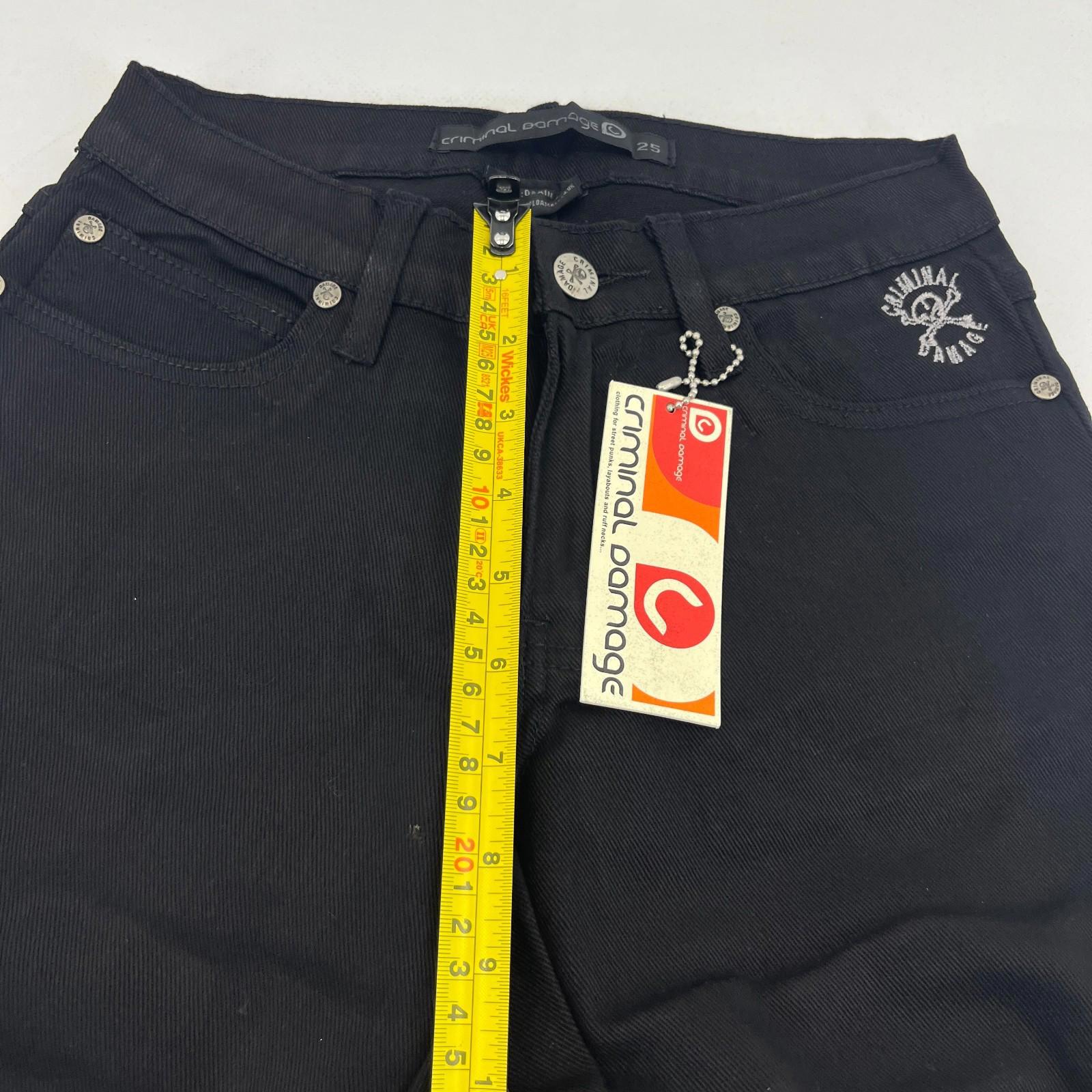 Criminal Damage Drainpipe Jeans Black W25 Skinny Fit Y2K Denim NWT Streetwear