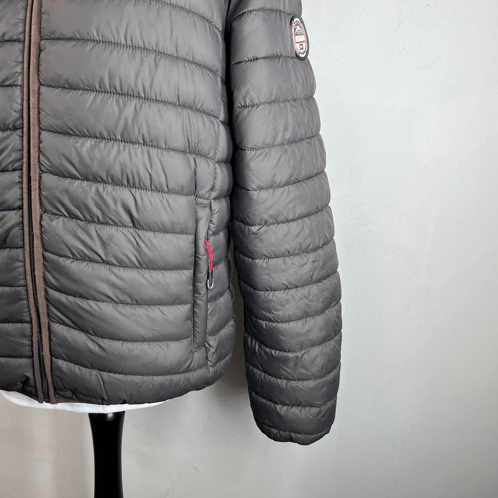 Geographical Norway Amigo Men’s Puffer Jacket XL Dark Grey Hooded Quilted Coat