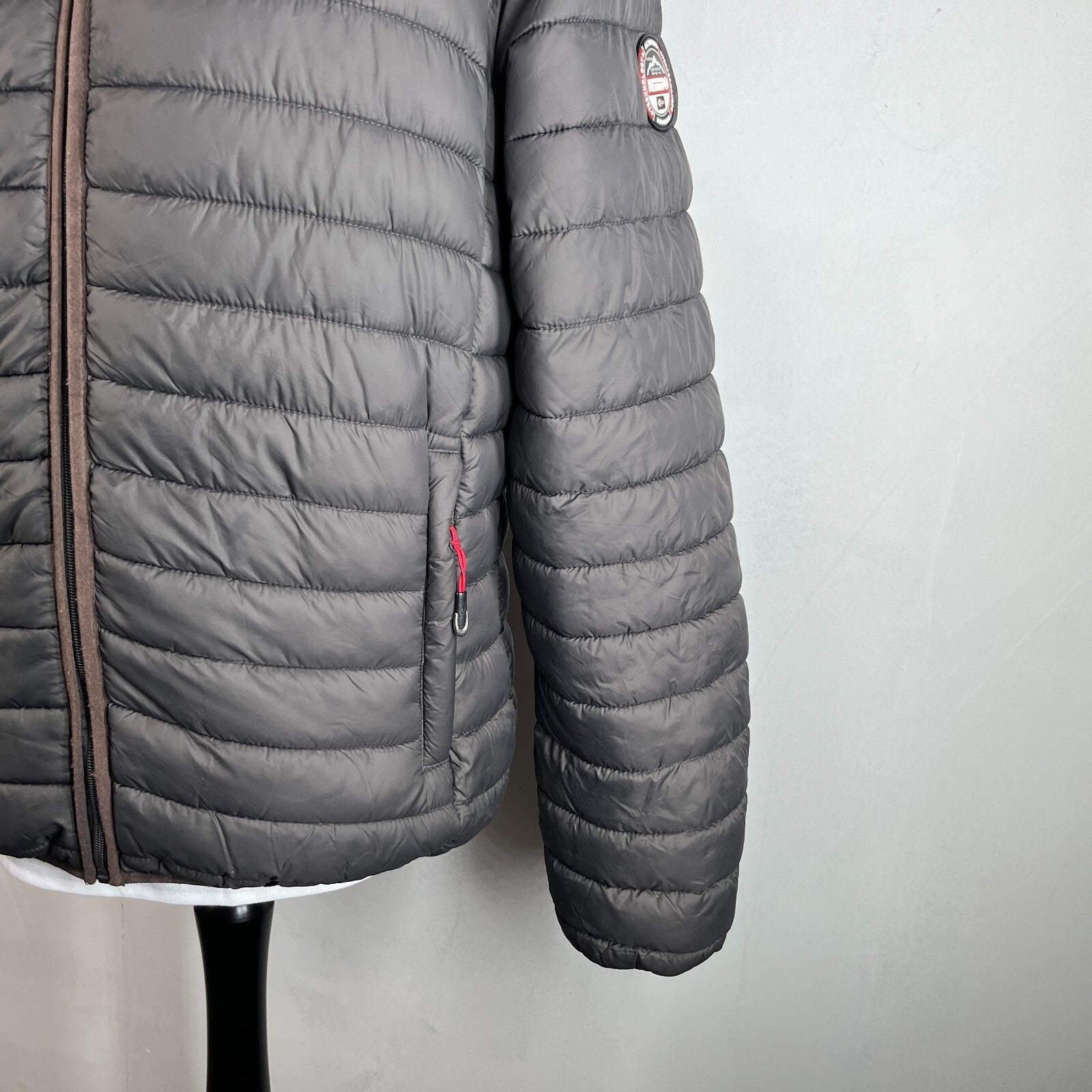 Geographical Norway Amigo Men’s Puffer Jacket XL Dark Grey Hooded Quilted Coat