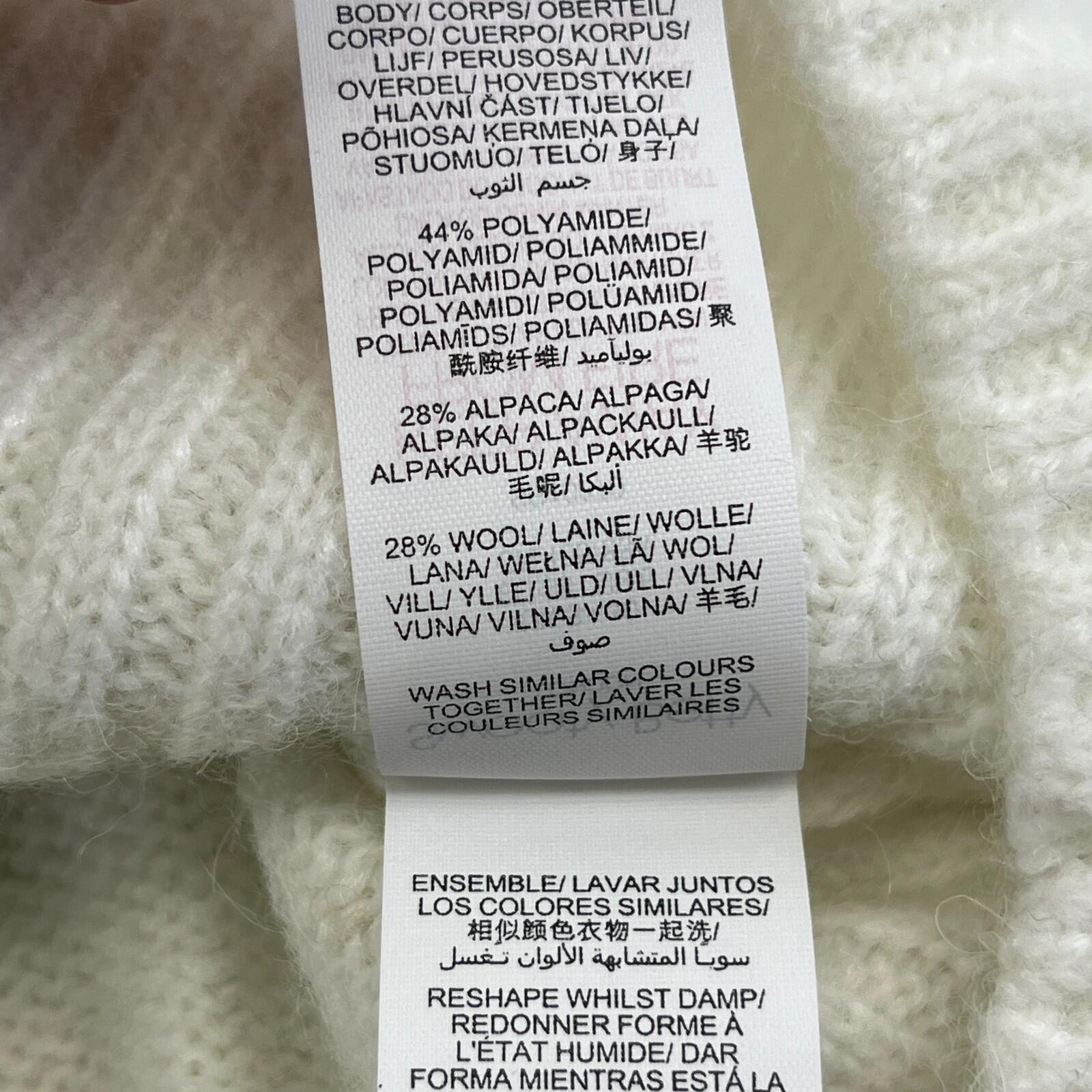 Sweaty Betty Alpine Wool Crew Neck Jumper Sweater in Lily White size S Alpaca