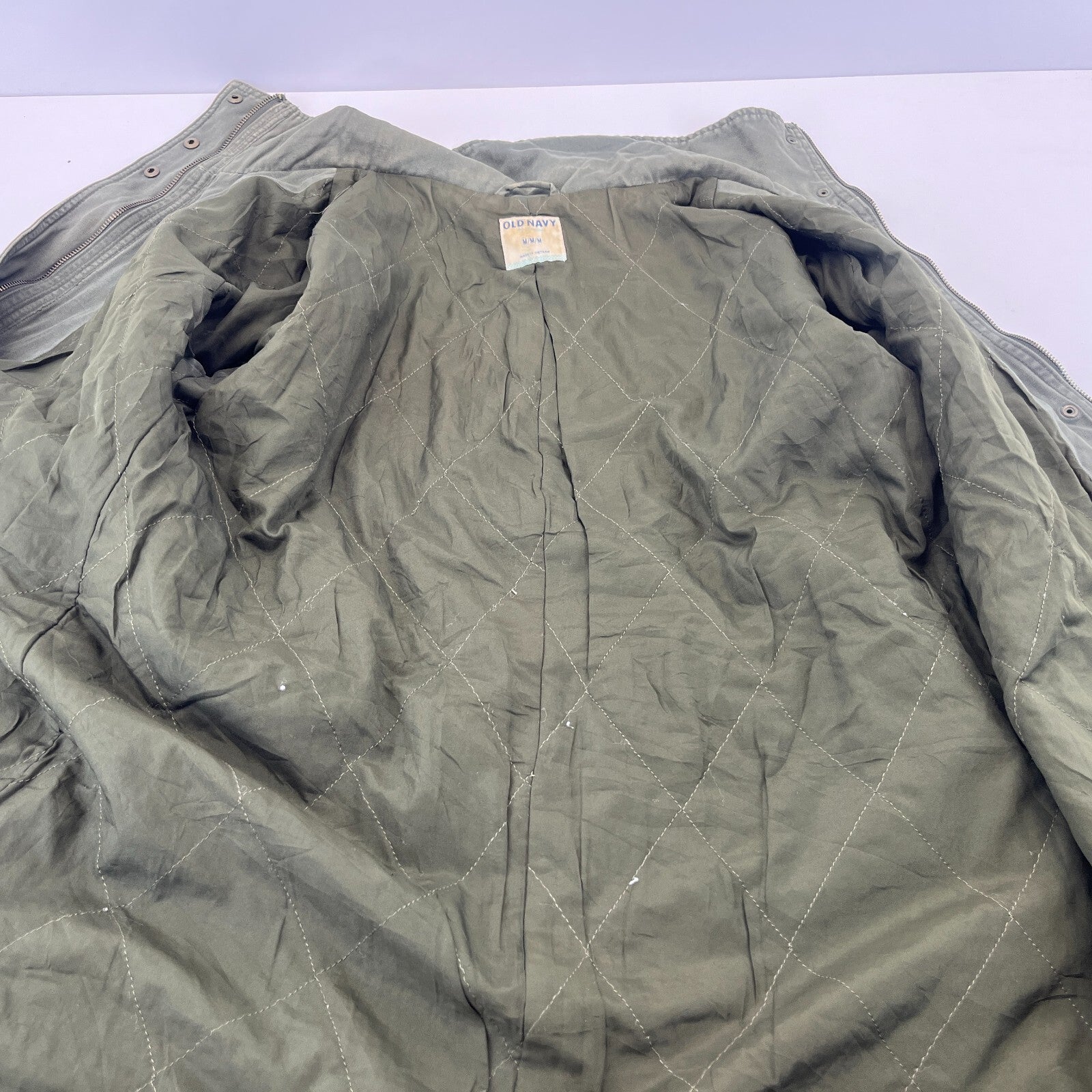 Old Navy Womens Khaki Green Parka Vintage Insulated Scooter Jacket size Medium