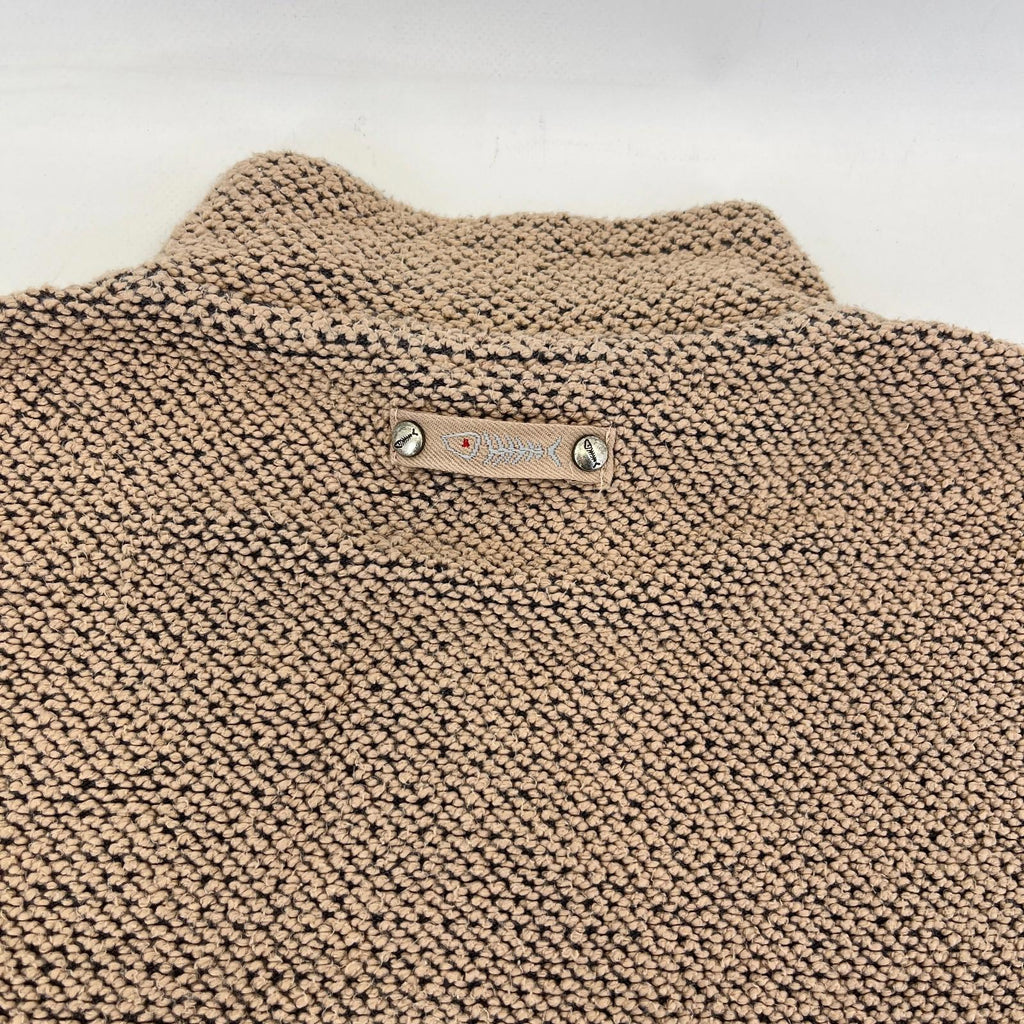 Weird Fish Macaroni Quarter Zip Fleece Jumper Heavy Pullover size XL Beige Brown
