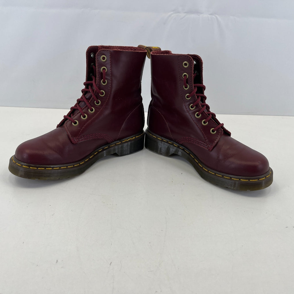Dr Martens 1460 Pascal Black Red Leather Ankle 8 Hole Boots Size UK 5 EU 38