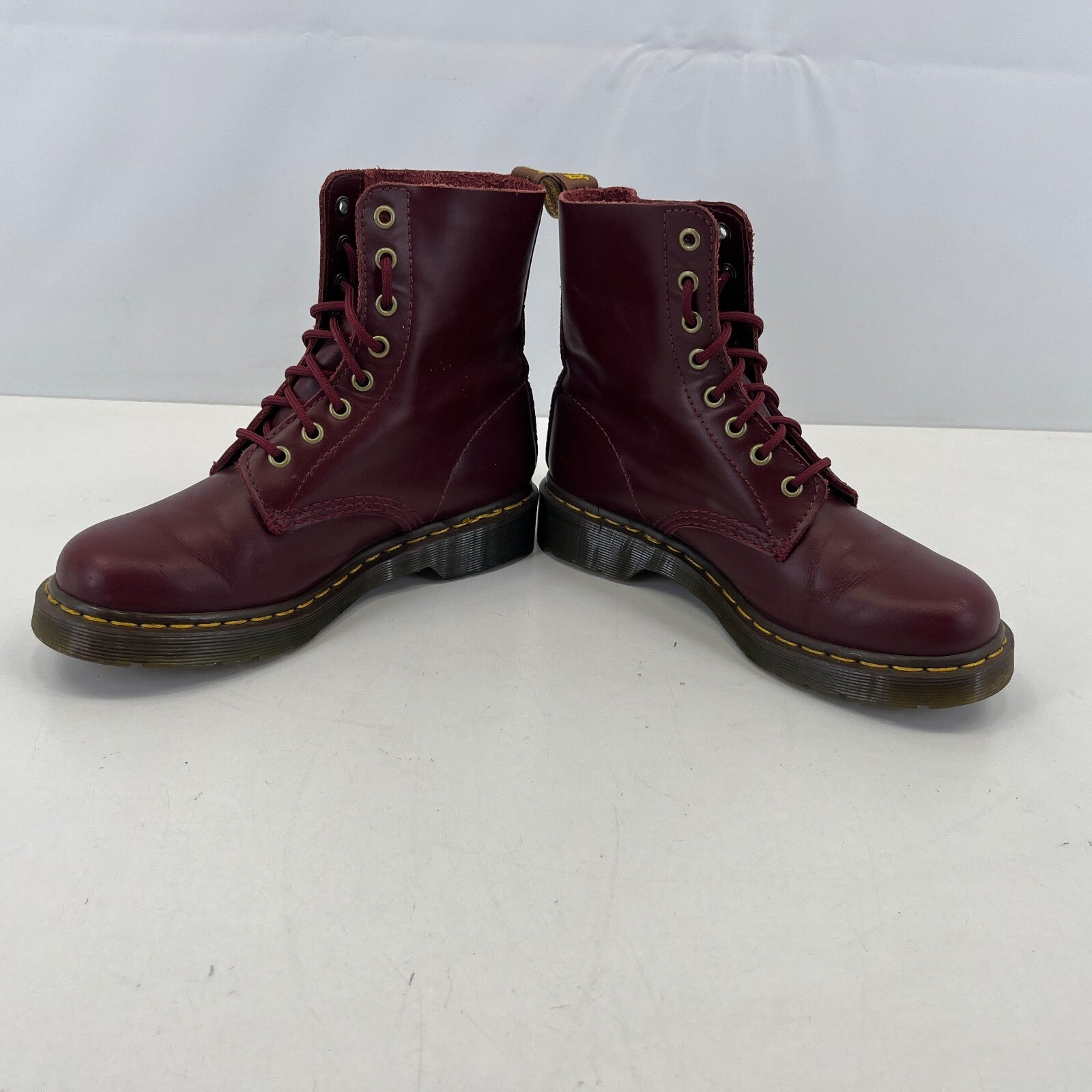 Dr Martens 1460 Pascal Black Red Leather Ankle 8 Hole Boots Size UK 5 EU 38
